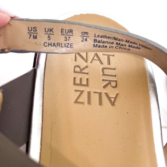 Naturalizer Comfort Platform Womens Sandals Size 7M Silver Leather Open Toe - Picture 10 of 10